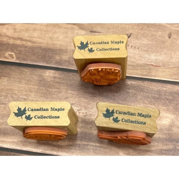 Easter-Themed Rubber Stamps Set Of 3 Canadian Maple Tulip Easter Egg & Basket - Picture 4 of 4